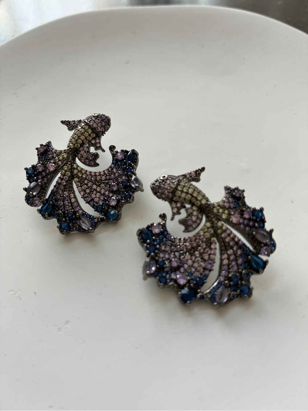 Multicolor Fish Fan Drop Earrings - Designer Style